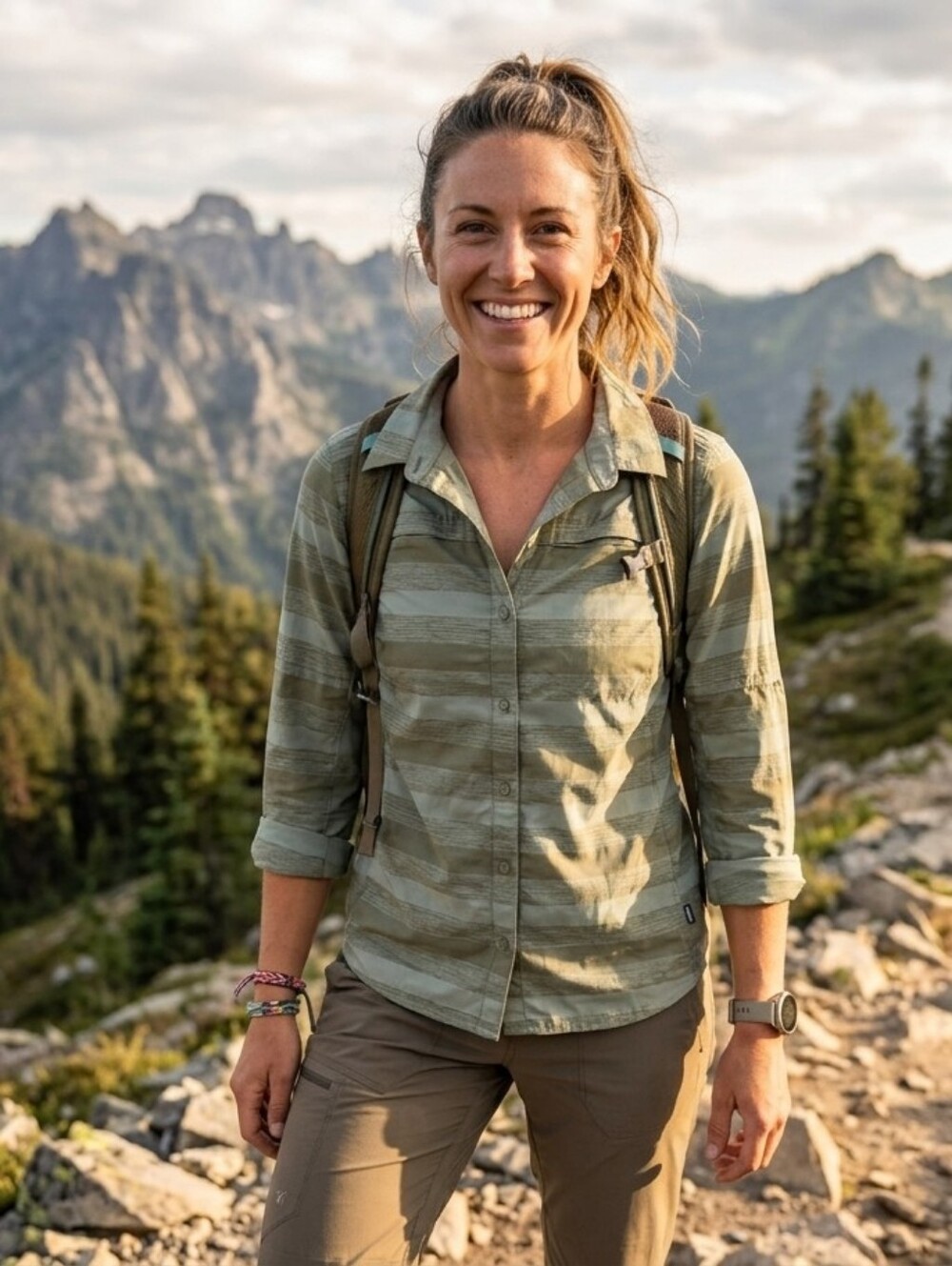 REI Women's Olive Patterned Button Shirt